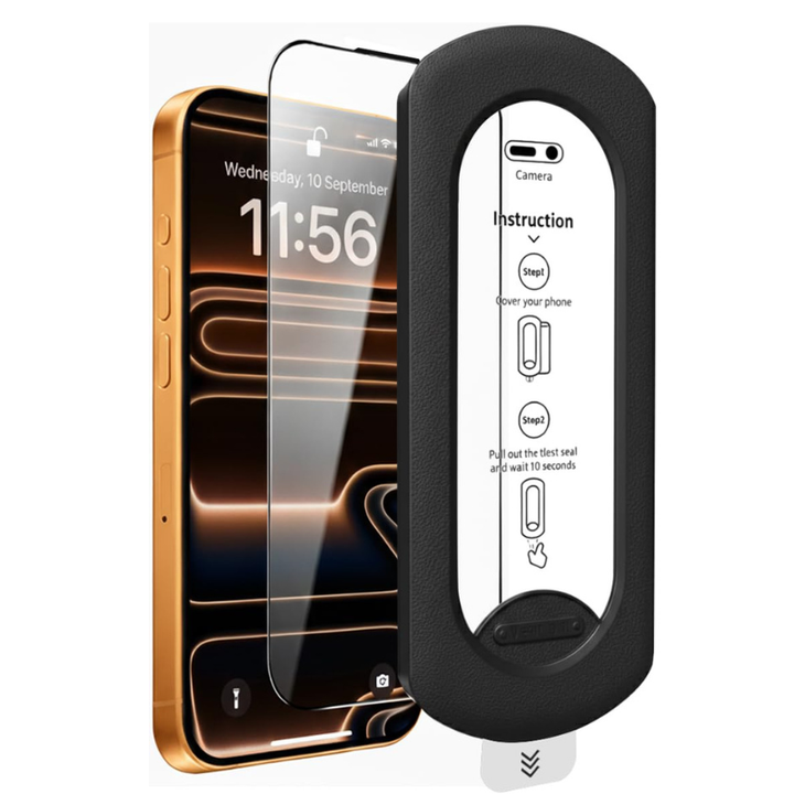 EGOTUDE for iPhone 17 Pro Max Tempered Glass 9H Hardnes Edge-To-Edge Coverage Screen Guard Protector with Easy Fit Auto Dust Removal Kit