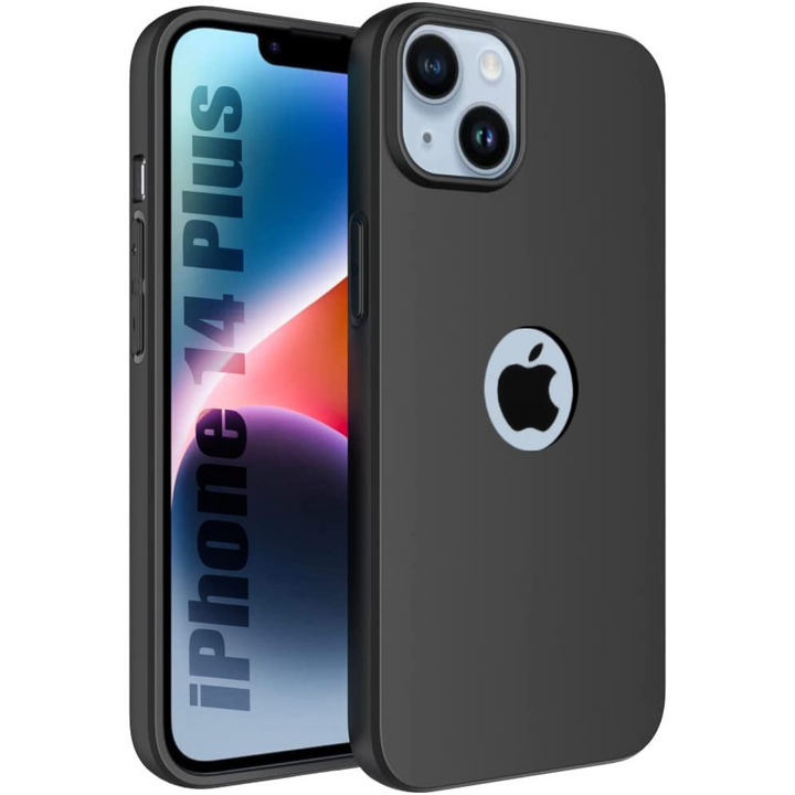 Slim Fit Silicone Soft Logo Cut Matte Back Cover Case (iPhone 14 plus)