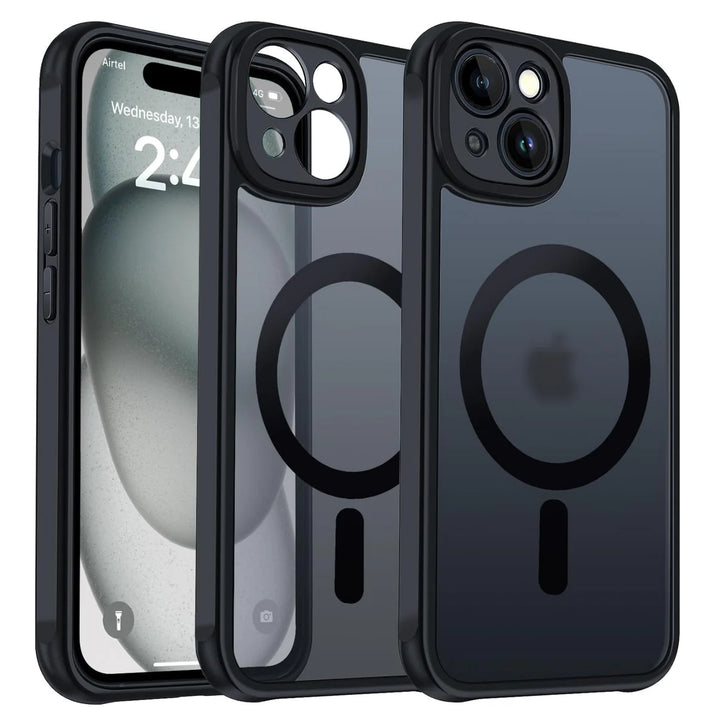 Strong Magnet Translucent Matte Hard Back Cover Compatible with Mag-Safe (Frost Black)