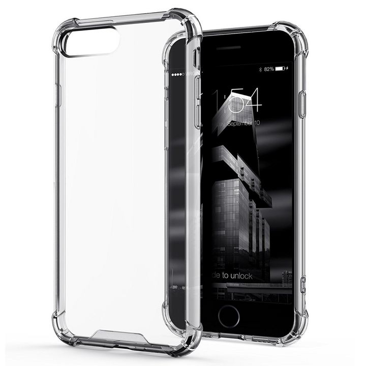 Shock Proof Hard Back Soft Bumper Cover Case for iPhone 7 Plus / 8 Plus (Transparent)
