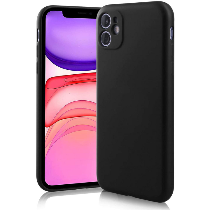 Silicone Soft Case Camera Protect Microfiber Lining Back Cover for iPhone 11 (Black)