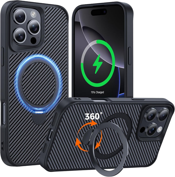 Carbon Fiber Case with magnetic stand for iPhone